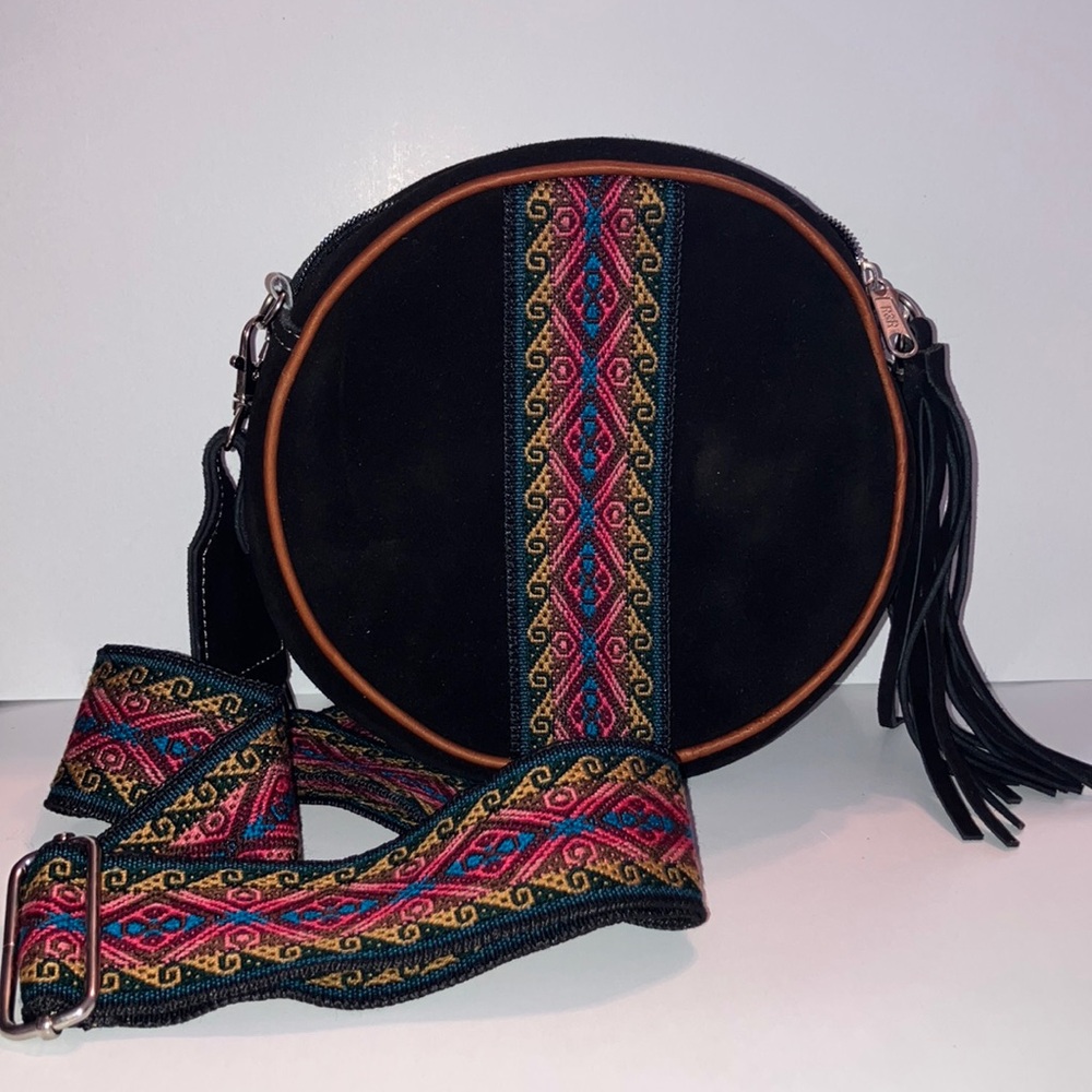 Bohemian Black Round Crossbody Bag‎